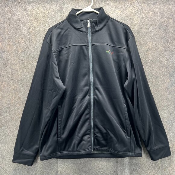 Greg Norman Jacket Mens Large Black Full Zip Shark Golf Activewear Track Lined - Picture 1 of 12